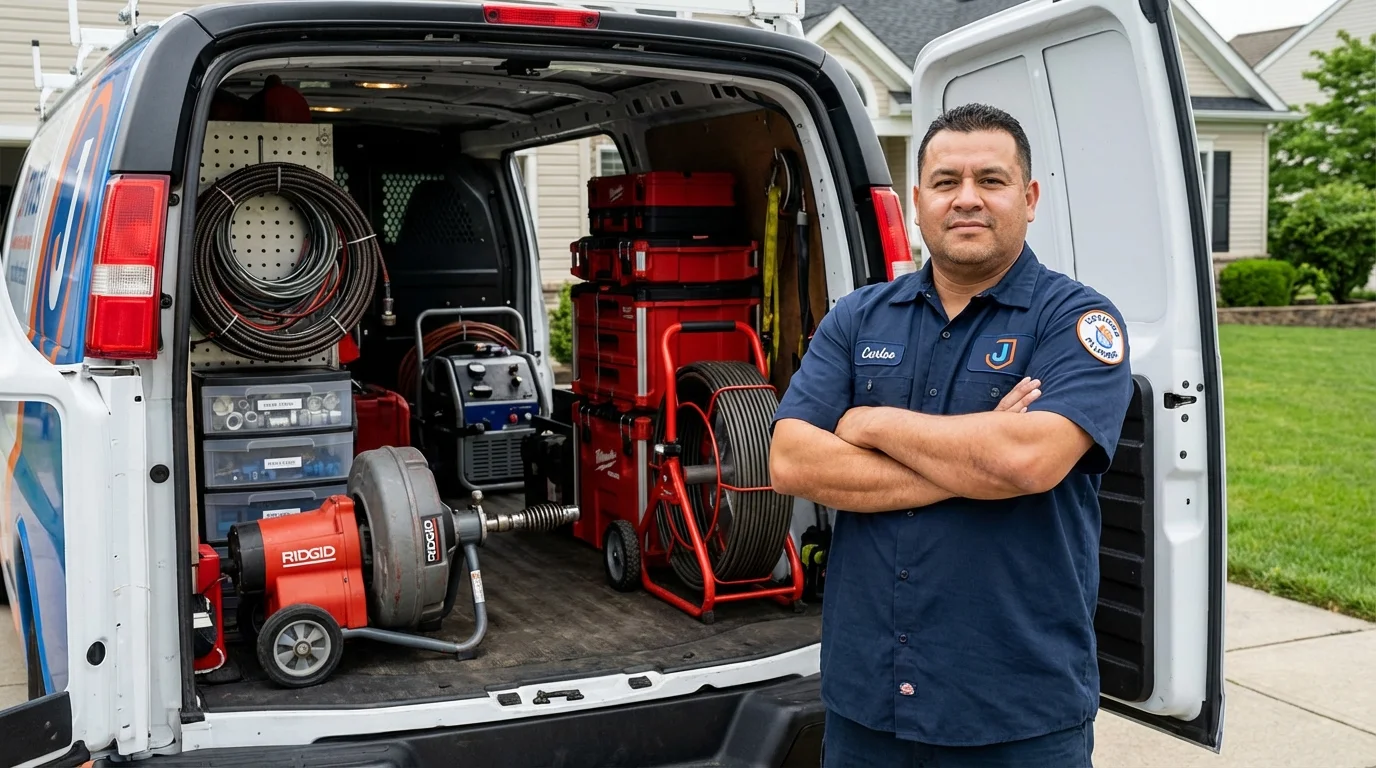 Professional drain cleaning equipment and Johns Plumbing LLC plumber in Moville