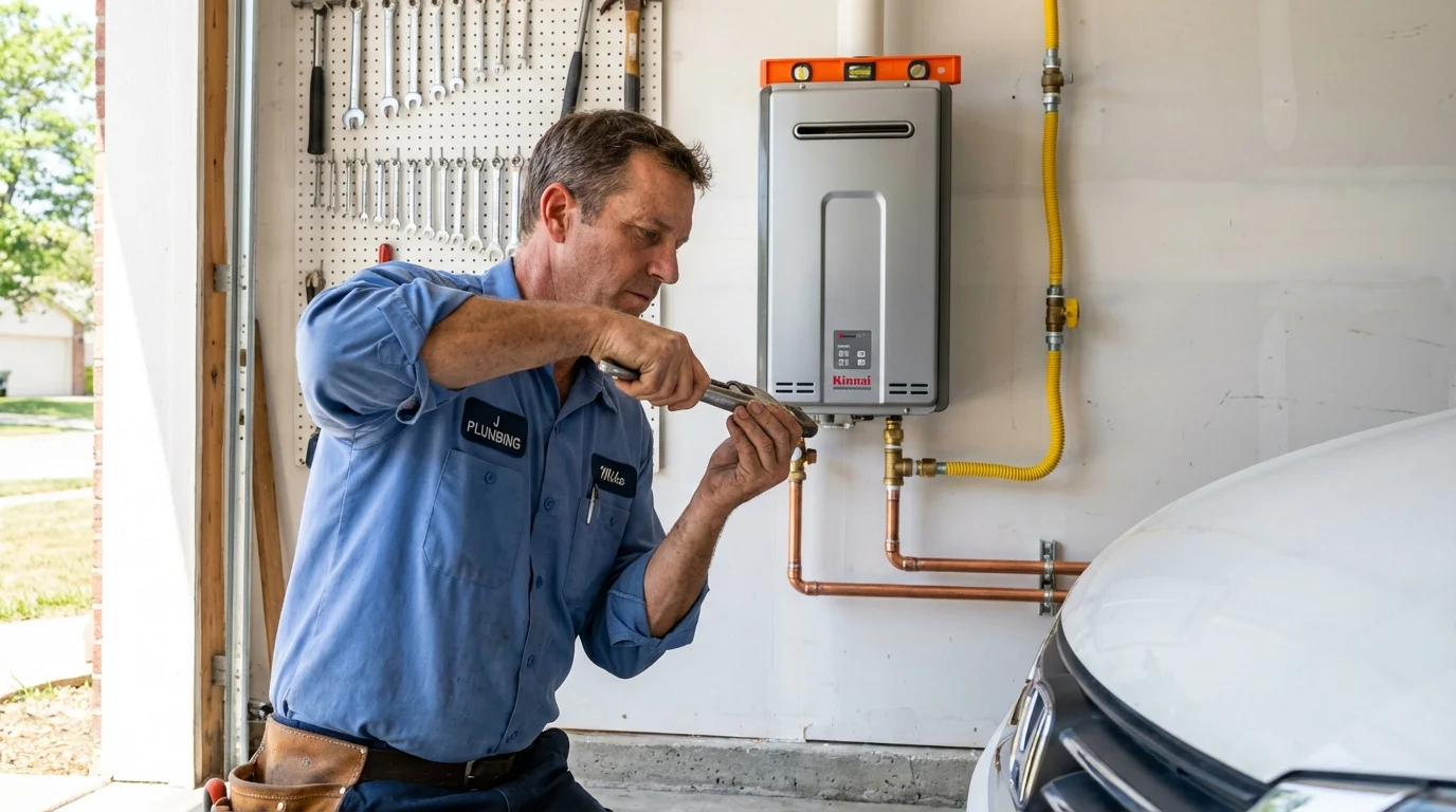 Tankless water heater installation by a Johns Plumbing LLC plumber in Moville